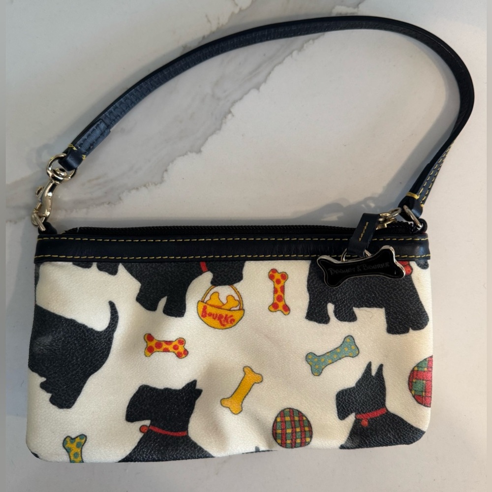 Dooney & Bourke Scottie Scottish dog wallet wristlet clutch zipper bone white